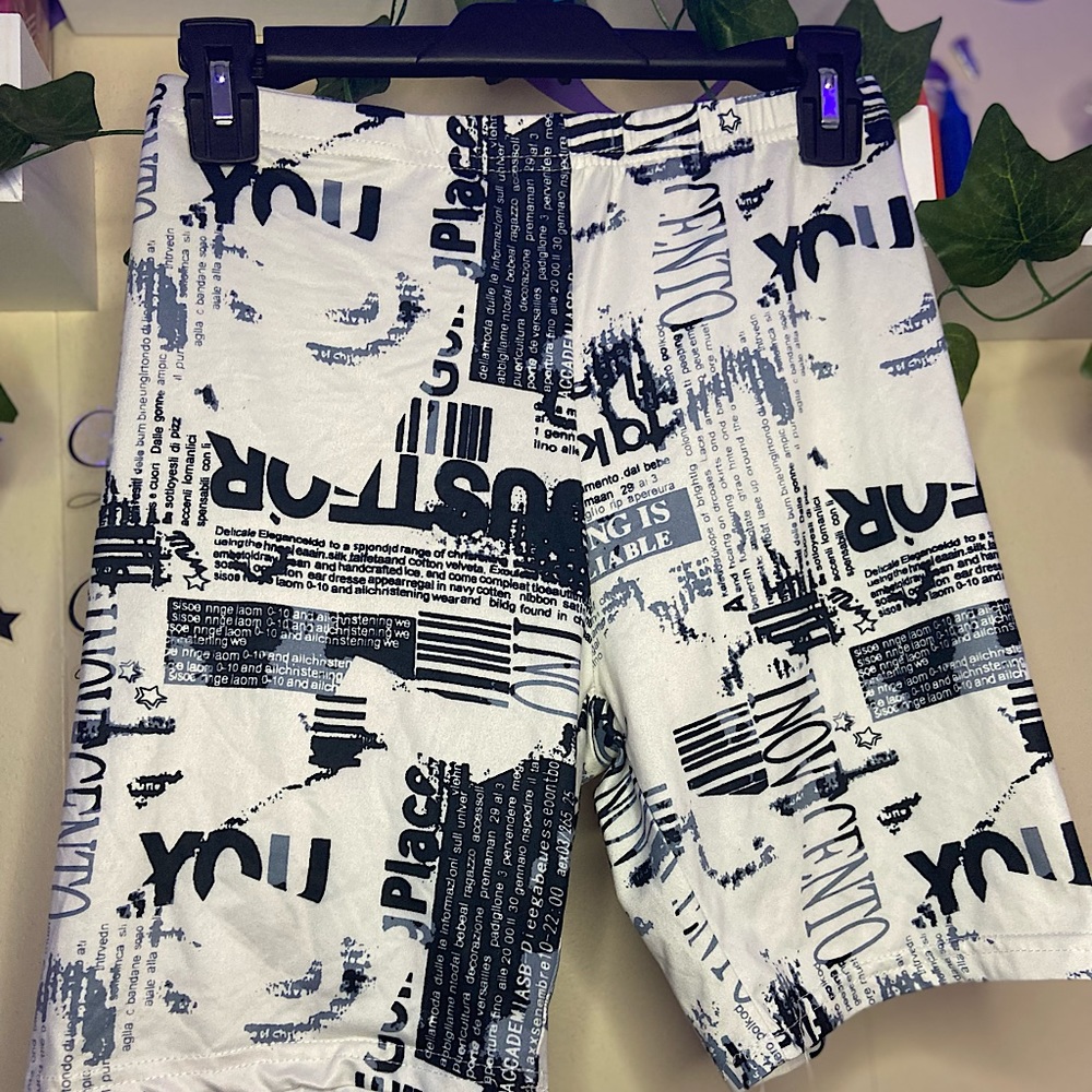 SHEIN newspaper Biker Shorts
